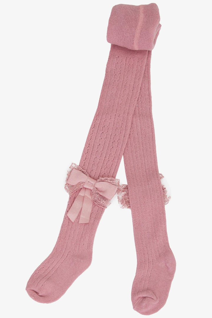 BRE Girls' Tights with Bow, 30 Years, Rose Pink - Gronau