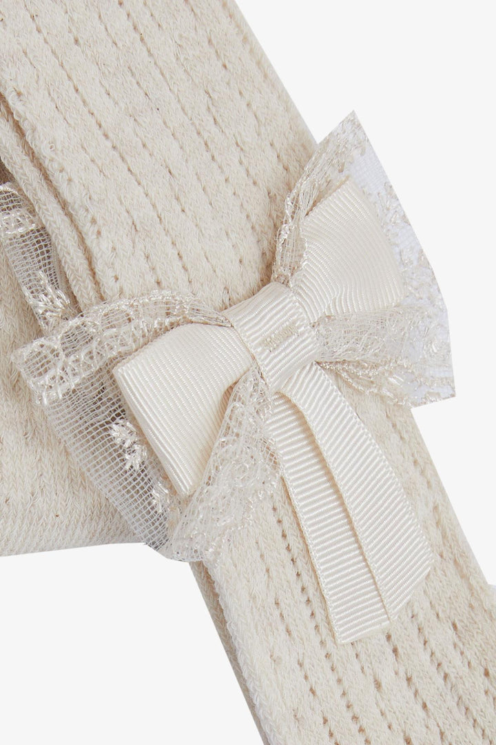 BRE Plus Girl Child Tights with Bow, 30 Years, Beige - High Wycombe