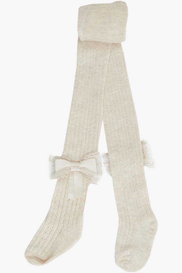 BRE Plus Girl Child Tights with Bow, 30 Years, Beige - High Wycombe