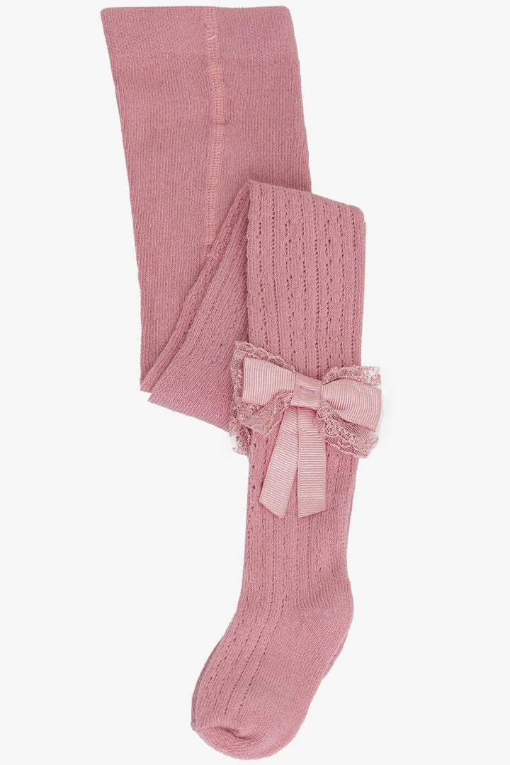 BRE Girls' Tights with Bow, 30 Years, Rose Pink - Gronau