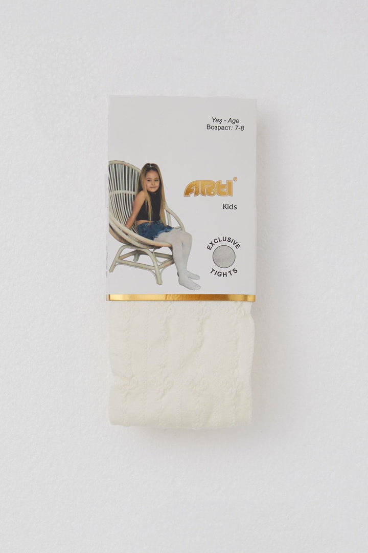 BRE Plus Girl Child Tights with Self-Patterned, 7-8 Years, Cream - Nashville