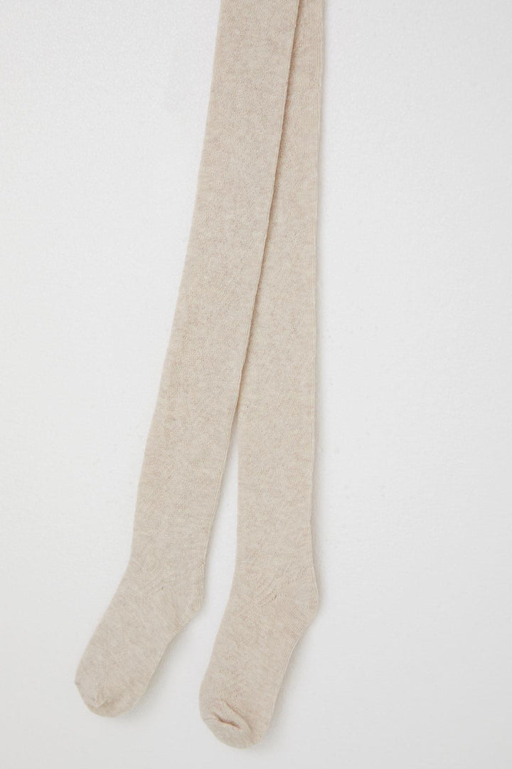 BRE Plus Girl Child Patterned Tights, 72 Years, Beige Melange - Carolina