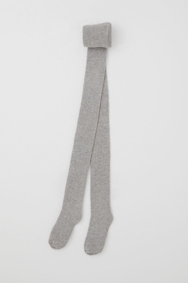 BRE Plus Girl Child Patterned Tights with Self-Patterned 72 Years, Grey Melange - La Porte