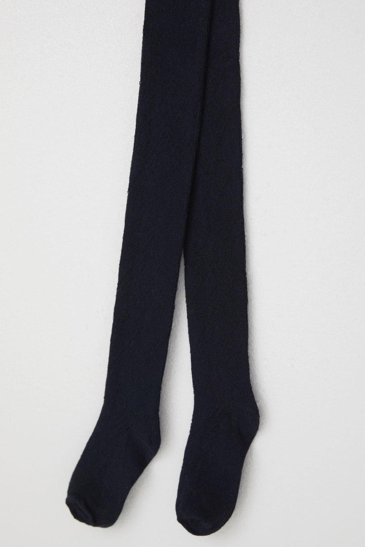BRE Plus Girl Child Patterned Tights 72 Years, Navy Blue - Scheveningen
