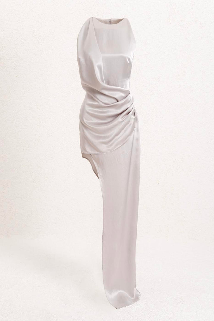 BSL Women Satin Dress with Asymmetrical Skirt Detail - Kansas City