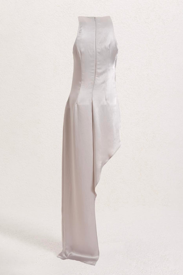 BSL Women Satin Dress with Asymmetrical Skirt Detail - Kansas City