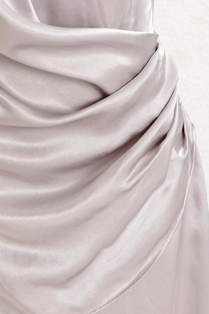 BSL Women Satin Dress with Asymmetrical Skirt Detail - Kansas City