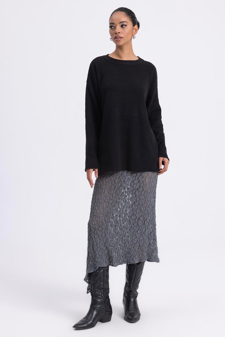 BSL Women Lace Midi Skirt with Asymmetrical Hem Detail - Zempoala
