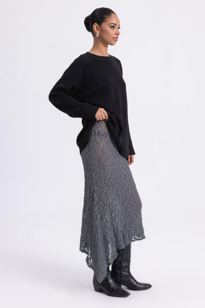 BSL Women Lace Midi Skirt with Asymmetrical Hem Detail - Zempoala