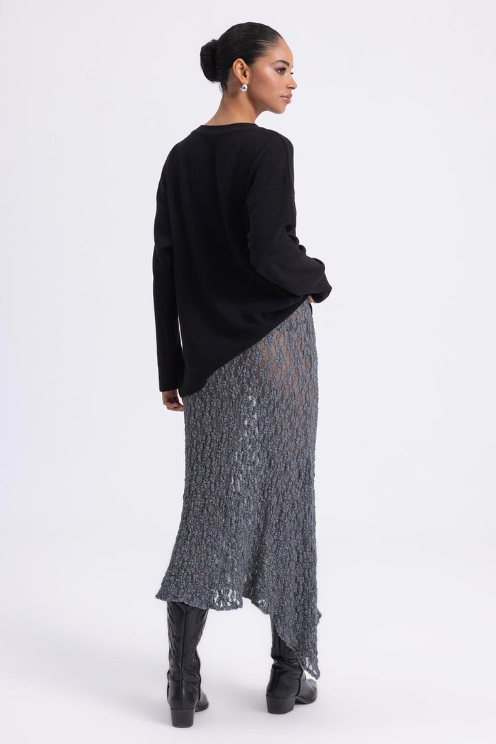 BSL Women Lace Midi Skirt with Asymmetrical Hem Detail - Zempoala