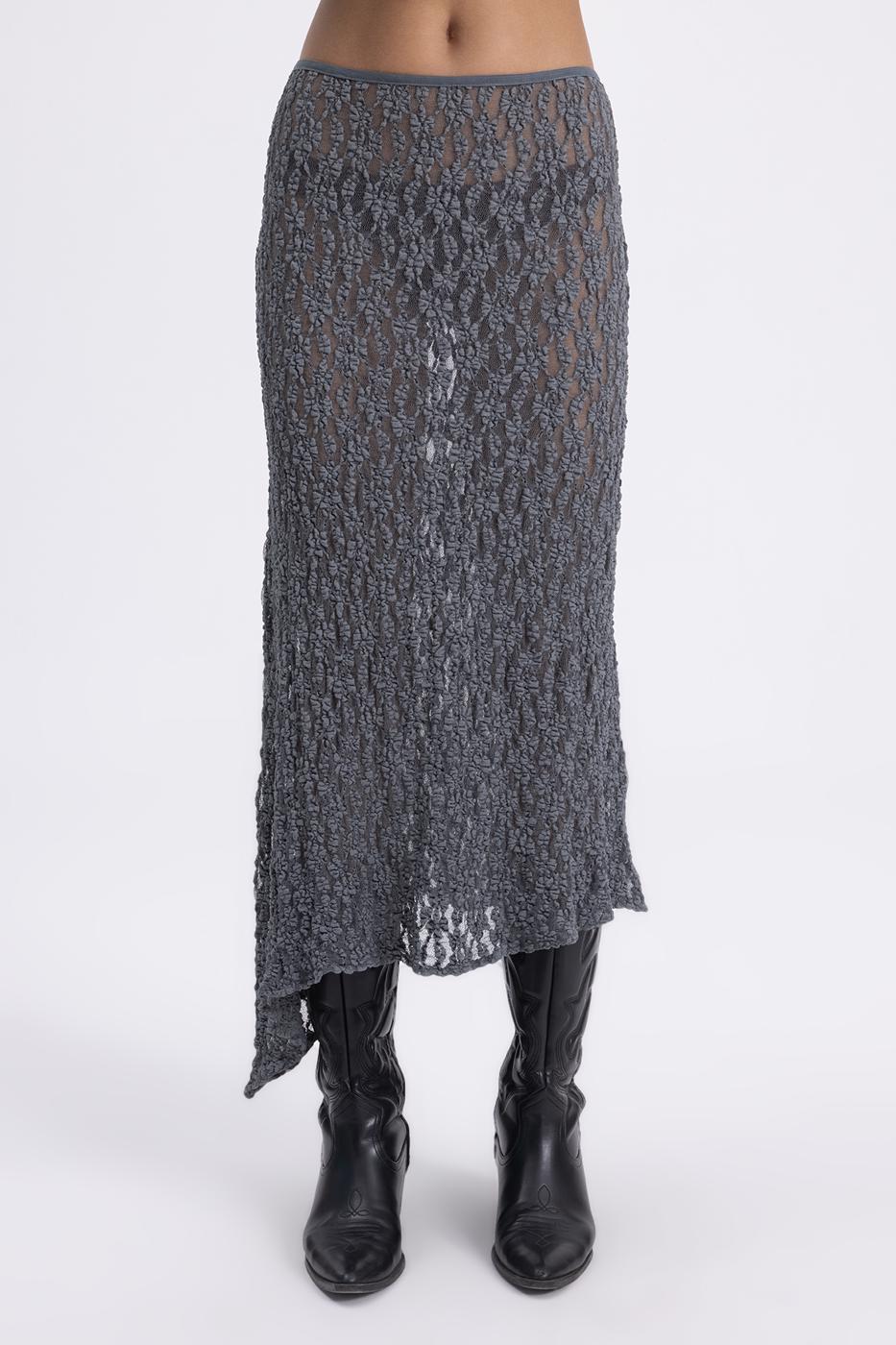 BSL Women Lace Midi Skirt with Asymmetrical Hem Detail - Zempoala