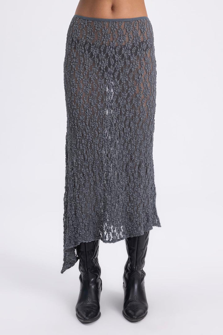 BSL Women Lace Midi Skirt with Asymmetrical Hem Detail - Zempoala