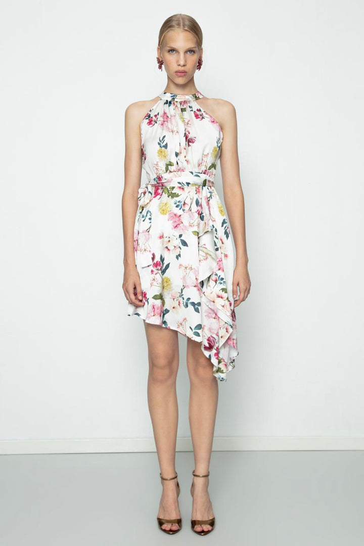 BSL Women Satin Dress with Asymmetrical Hem Detail - Aprilia