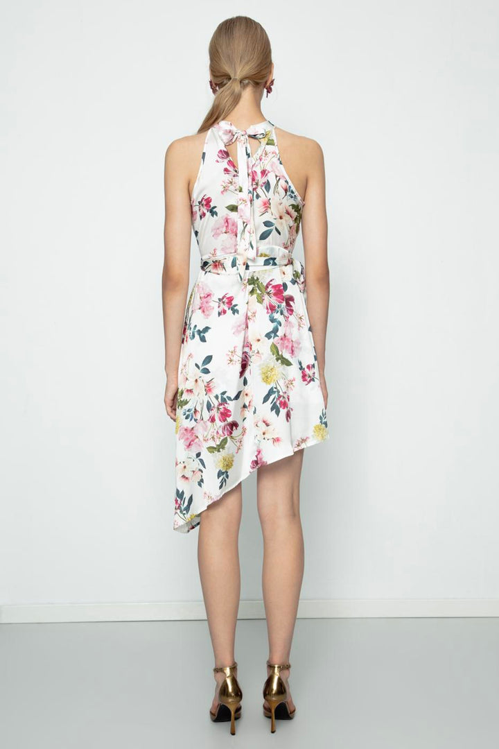 BSL Women Satin Dress with Asymmetrical Hem Detail - Aprilia
