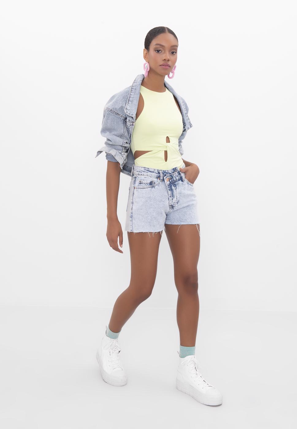 BSL Women Asymmetric Mini Denim Short - Middletown