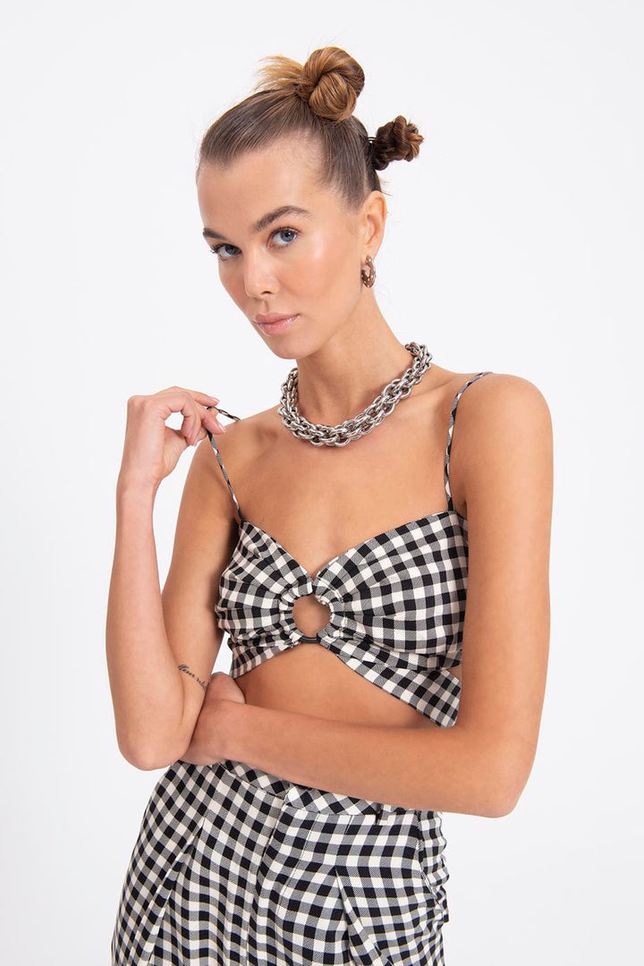 BSL Women Strapped plaid bustier - Istog