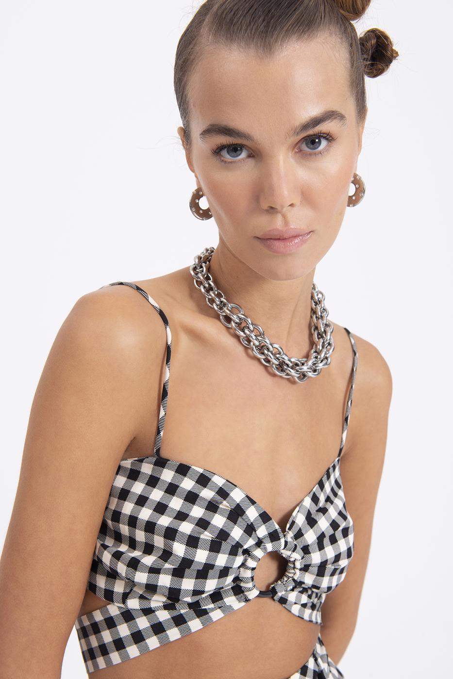 BSL Women Strapped plaid bustier - Istog
