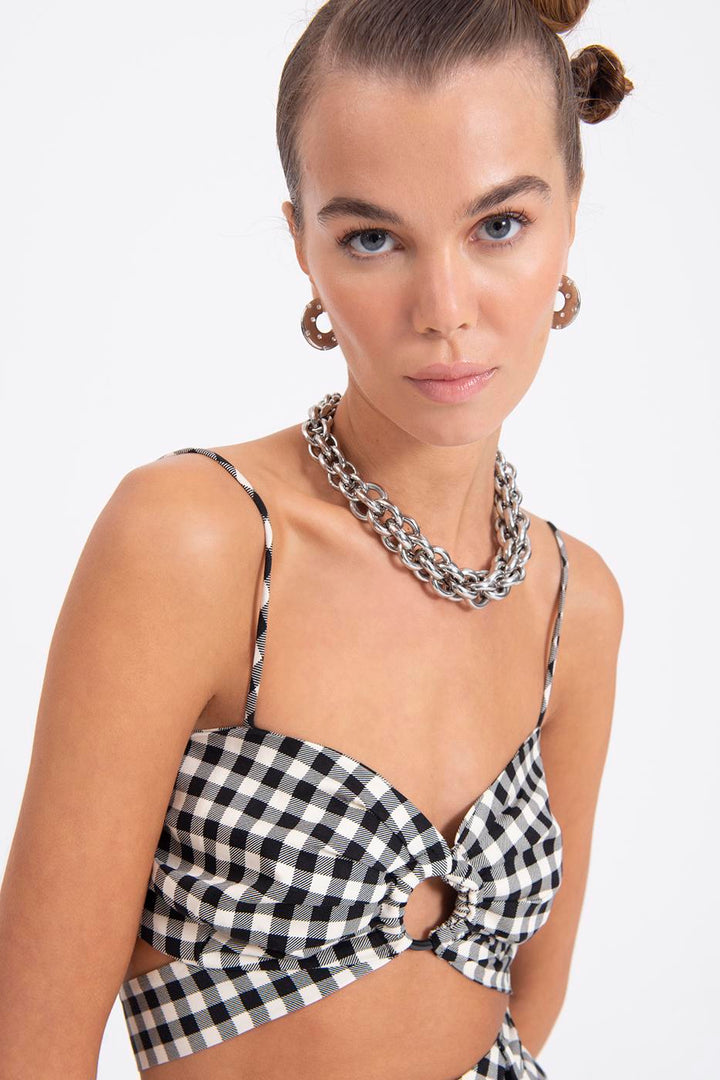 BSL Women Strapped plaid bustier - Istog