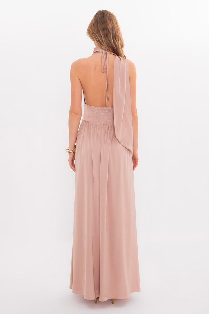 BSL Women Strappy Scarf Detailed Maxi Satin Dress - Durham