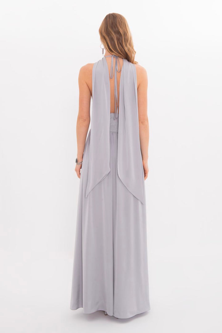 BSL Women Strappy Scarf Detailed Maxi Satin Dress - Yucaipa