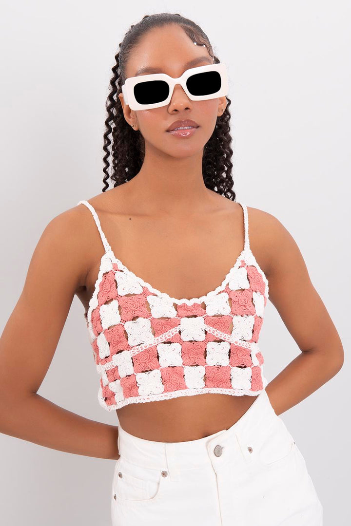 BSL Women Strappy Knit Crop Top - Mazarrón