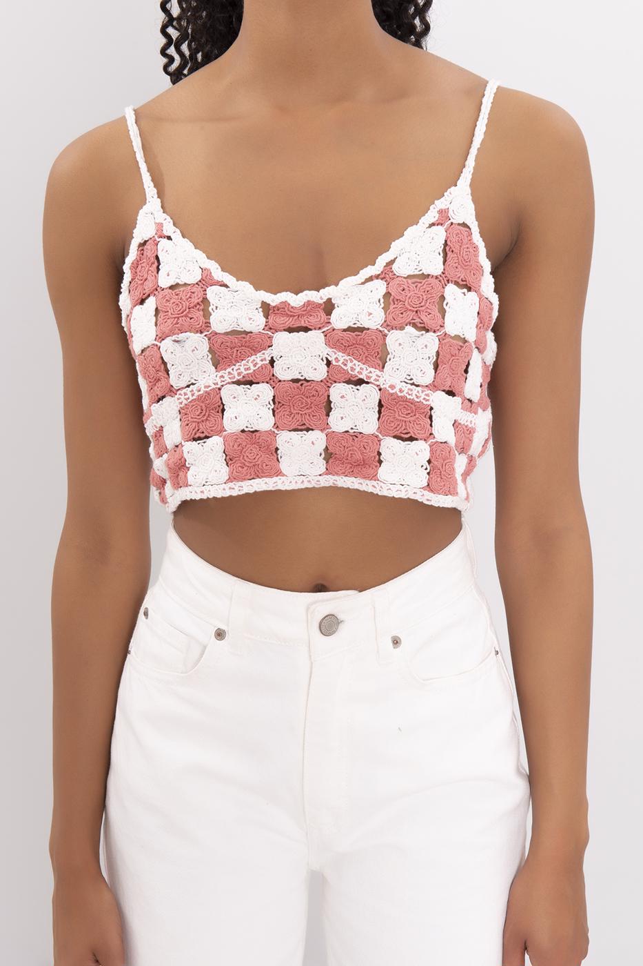 BSL Women Strappy Knit Crop Top - Mazarrón