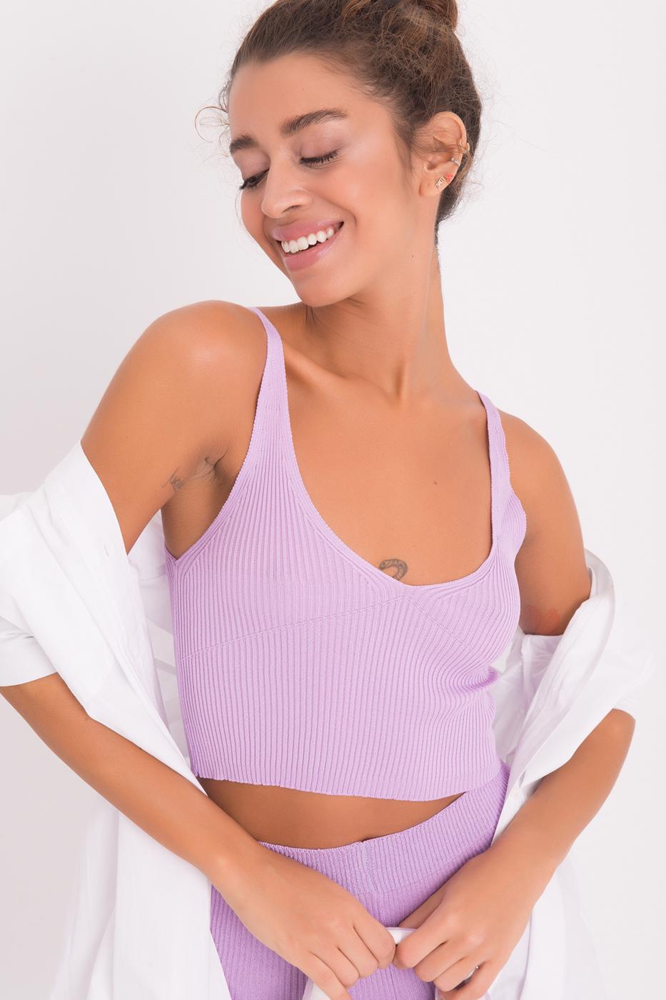 BSL Women Strappy Knit Crop Top - Timberwood Park