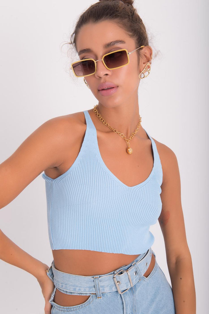 BSL Women Strappy Knit Crop Top - Riverside