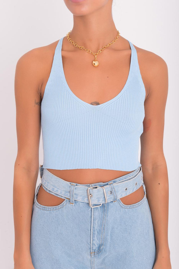 BSL Women Strappy Knit Crop Top - Riverside
