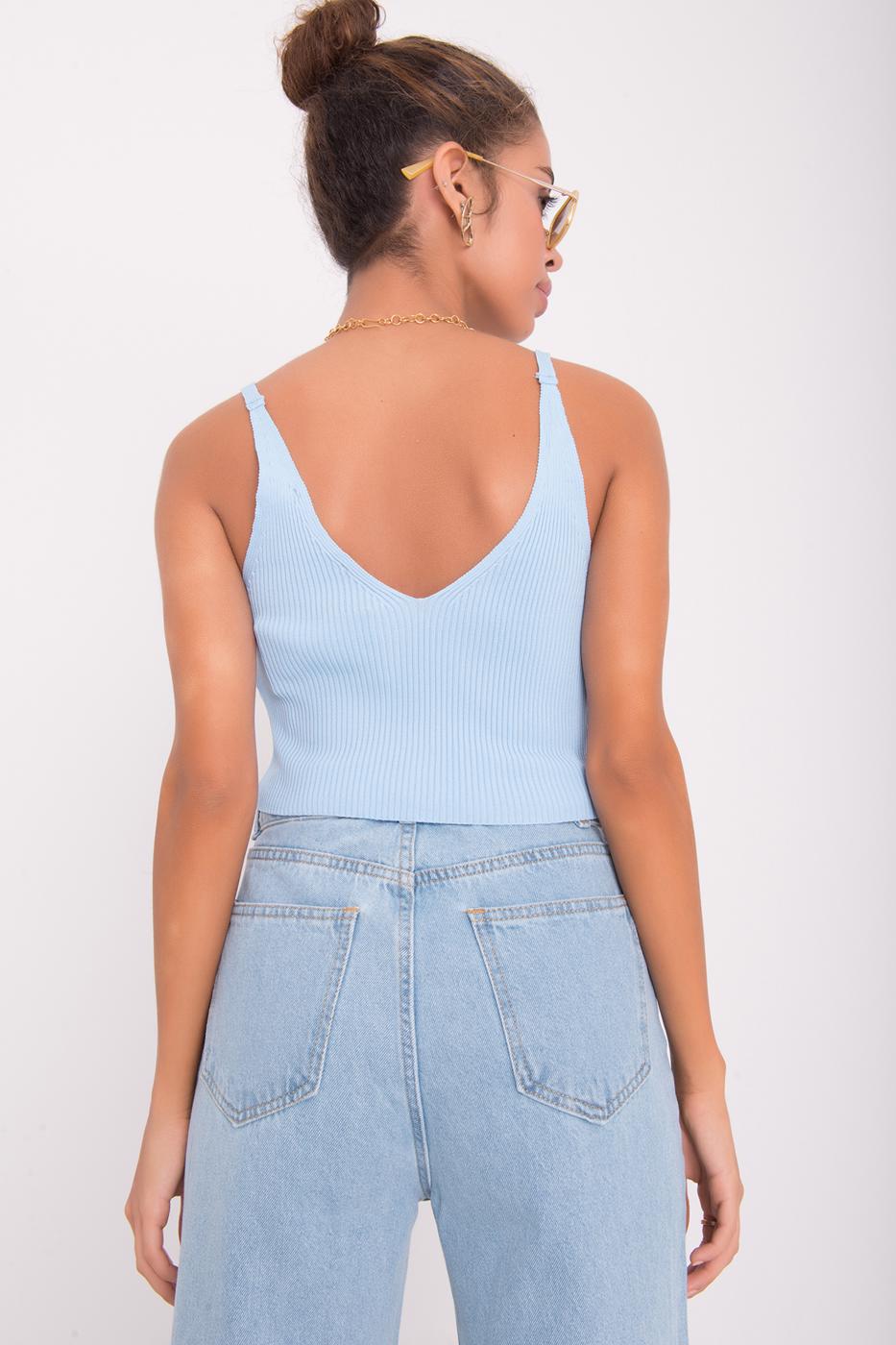 BSL Women Strappy Knit Crop Top - Riverside