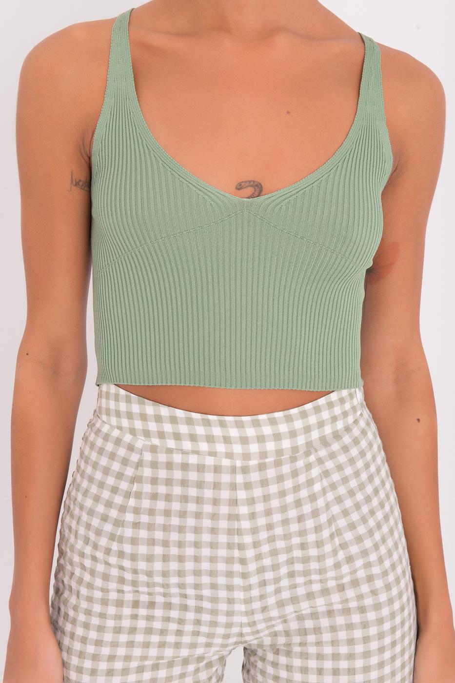 BSL Women Strappy Knit Crop Top - Bury