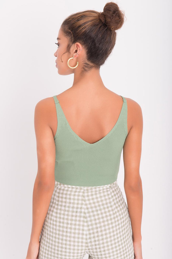 BSL Women Strappy Knit Crop Top - Bury