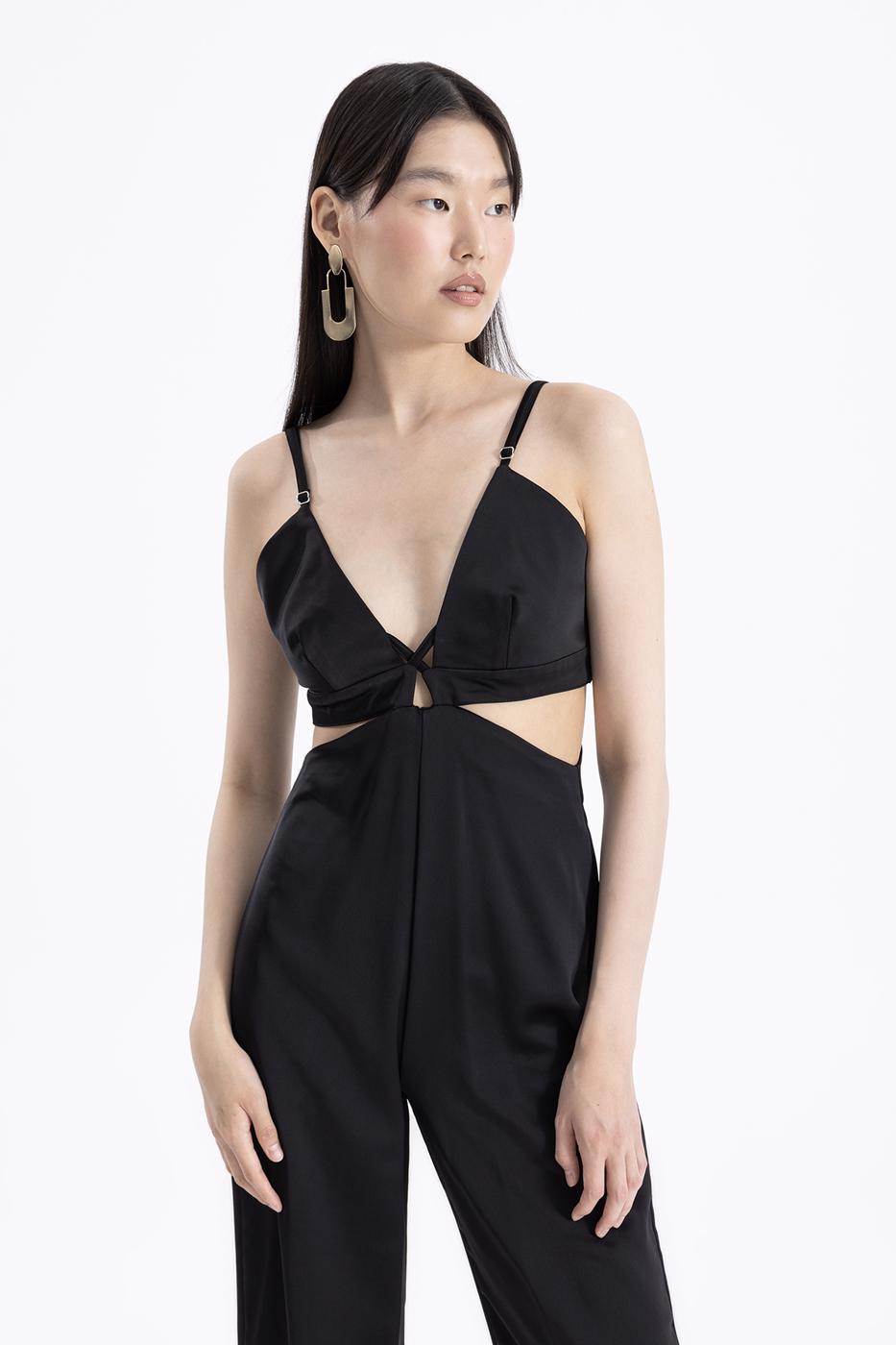 BSL Women Strapped Satin Jumpsuit - Port Orange