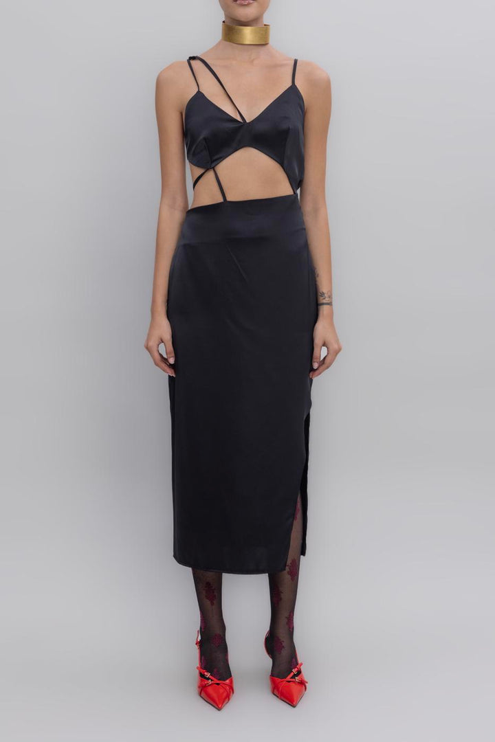 BSL Women Strapped Satin Midi Dress - Manchester