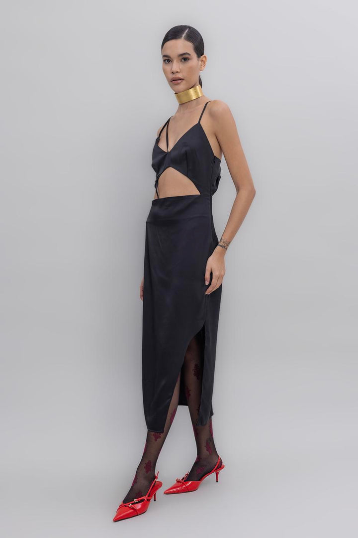 BSL Women Strapped Satin Midi Dress - Manchester