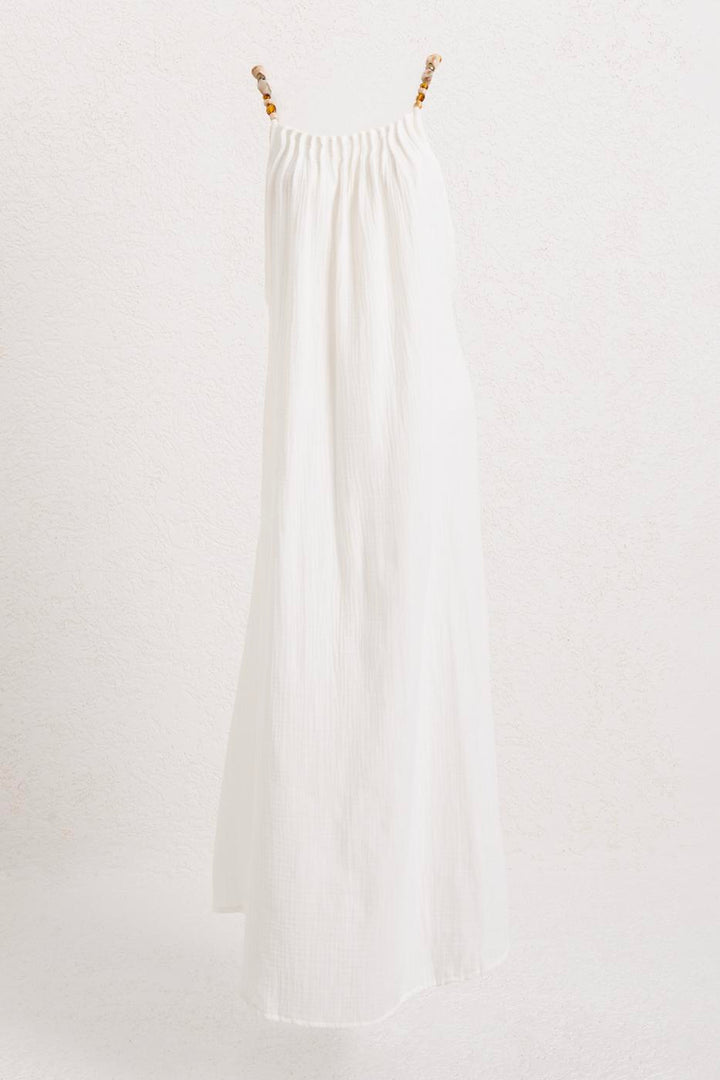 BSL Women Strappy V-Neck Cotton Midi Dress - Modena