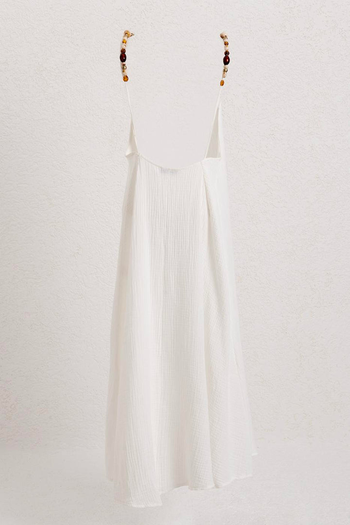BSL Women Strappy V-Neck Cotton Midi Dress - Modena