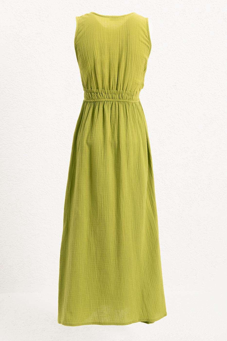 BSL Women Strappy V-Neck Cotton Midi Dress - Greven