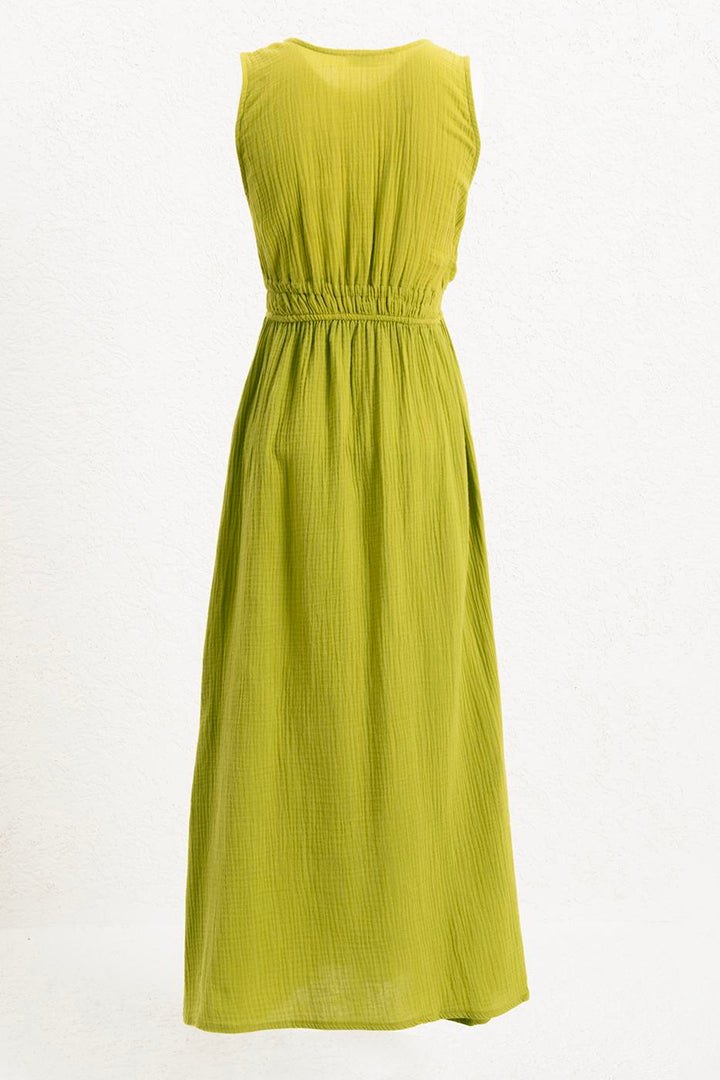 BSL Women Strappy V-Neck Cotton Midi Dress - Greven