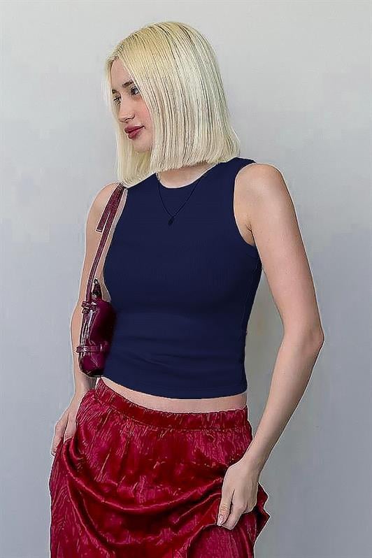 MDX Navy Blue Thick-Strapped Regular Fit Basic Tank Top MG2059 - Blackburn