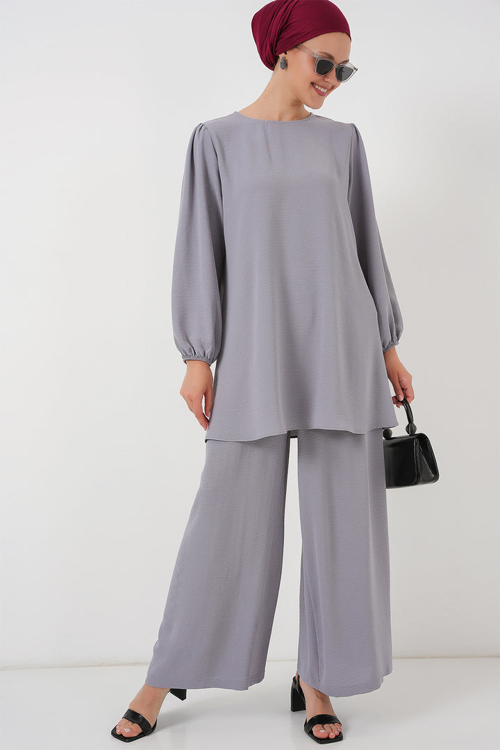 BGD Women Ayrobin Tunic Pants Top Set 6712 - Gray - Graz