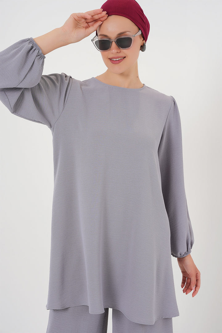 BGD Women Ayrobin Tunic Pants Top Set 6712 - Gray - Graz