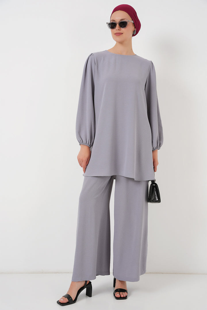 BGD Women Ayrobin Tunic Pants Top Set 6712 - Gray - Graz