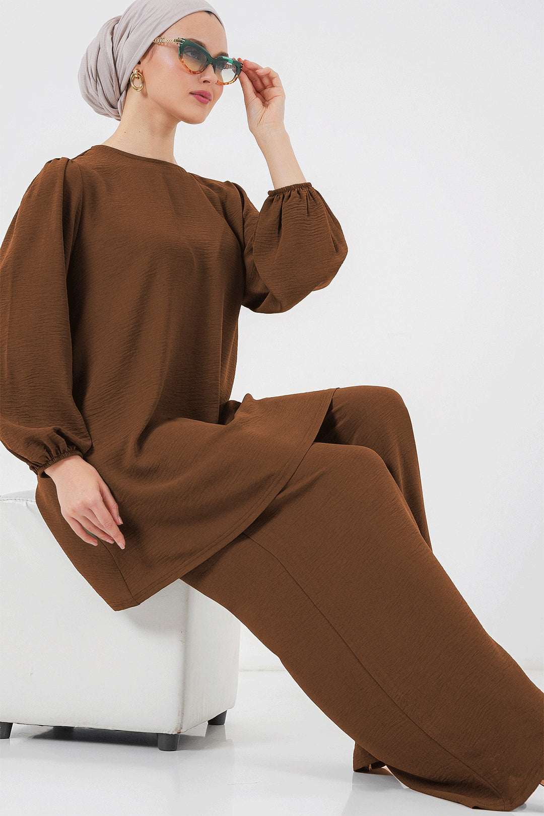 BGD Women Ayrobin Tunic Pants Suit 6712 - Brown - Kherson