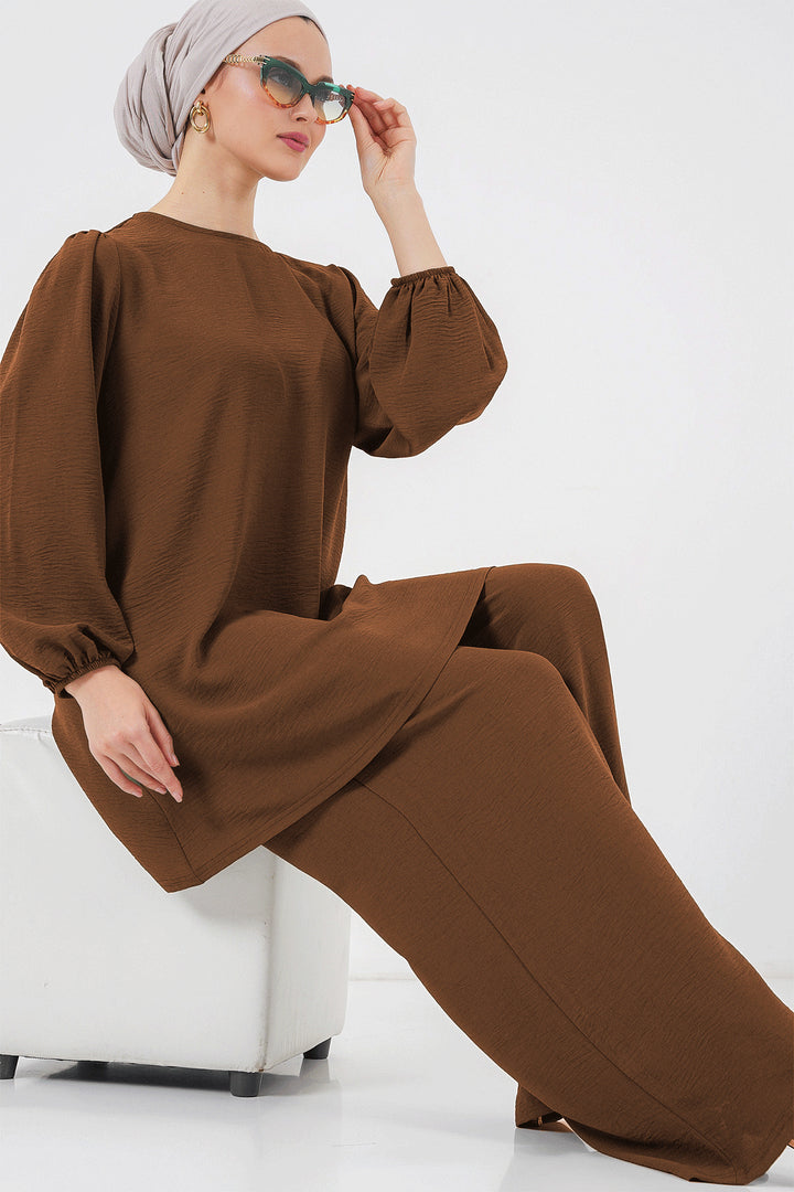BGD Women Ayrobin Tunic Pants Suit 6712 - Brown - Kherson