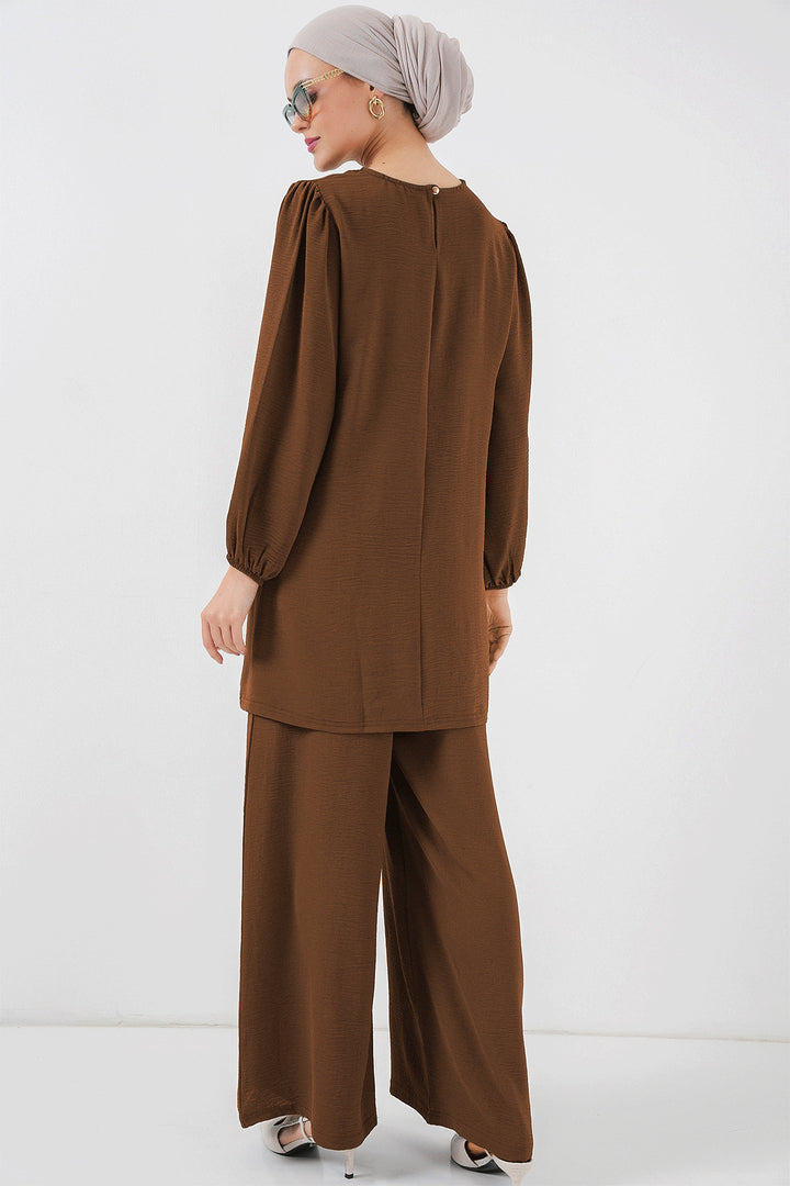 BGD Women Ayrobin Tunic Pants Suit 6712 - Brown - Kherson