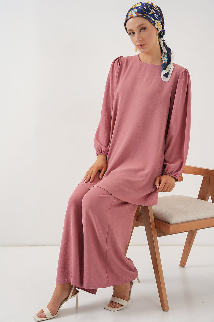 BGD Women Ayrobin Tunic Pants Suit 6712 - Pink - Tepic
