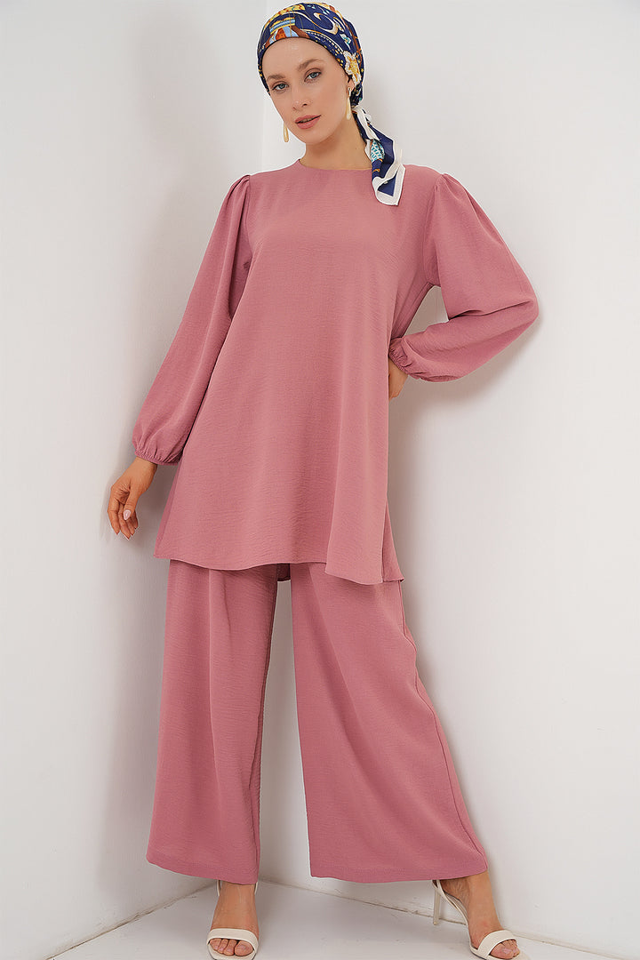 BGD Women Ayrobin Tunic Pants Suit 6712 - Pink - Tepic