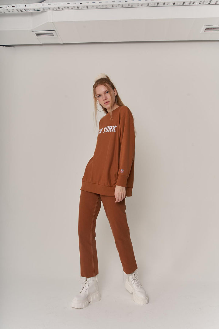 HLLY Women NWY Sweatshirt Brown - Franconville
