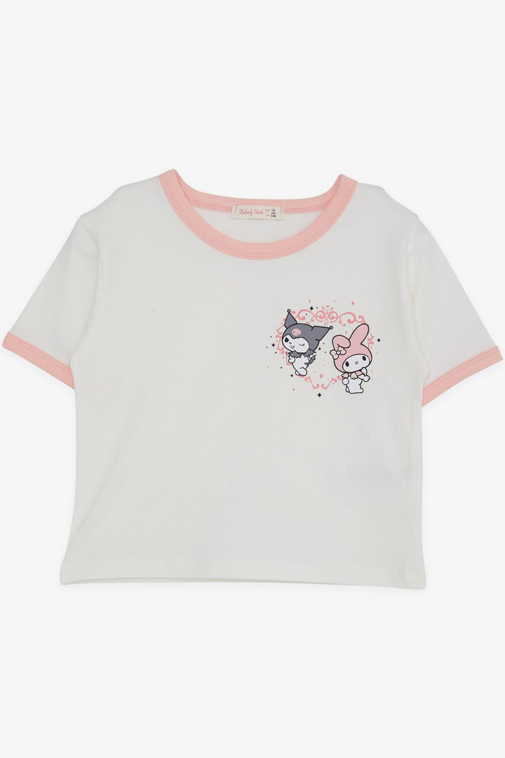 BRE Babely Girl Child T-shirt Crop Cartoon Character Kuromi & My Melody Printed 96 Years, Ecru - Torrevieja